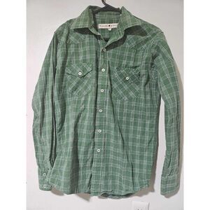 Rancho Estancia Textured Green Plaid Western Shirt | Raised Weave | Medium